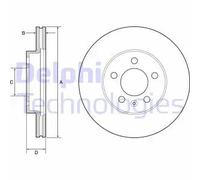 2x Disco freno ventilato BG4963C DELPHI per VW SEAT AUDI SKODA