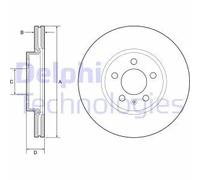 Delphi Disco freno BG4965C ventilato anteriore per VW Audi SEAT SKODA