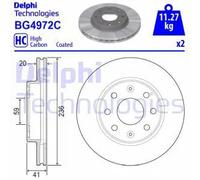 Delphi Disco freno BG4972C ventilato anteriore per Chevrolet Daewoo 2 pezzi
