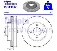 Delphi Disco freno BG4974C anteriore ventilato per Suzuki Ignis III 2 pezzi