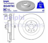 Dischi freno DELPHI BG4978C posteriore, ventilato, altamente carbonizzato, 2 Pezzo