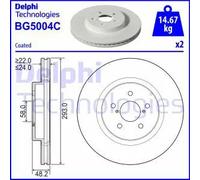 Dischi freno DELPHI BG5004C anteriore, ventilato, 2 Pezzo
