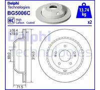 2x Disco freno ventilato BG5006C DELPHI per KIA SORENTO III