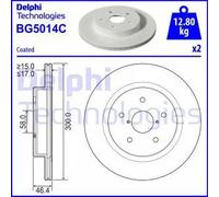 2x Disco freno ventilato BG5014C DELPHI per SUBARU OUTBACK LEGACY VI LEVORG