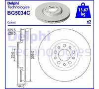 2x Disco freno ventilato BG5034C DELPHI per ALFA ROMEO GIULIA