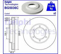 2x Disco freno ventilato BG5036C DELPHI per TOYOTA HIACE IV Autobus
