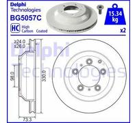 2x Disco freno ventilato BG5057C DELPHI per PORSCHE CAYENNE CAYENNE Coupe