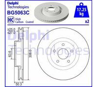 Dischi freno DELPHI BG5063C anteriore, ventilato, altamente carbonizzato, 2 Pezzo