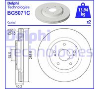 Delphi Dischi freno BG5071C Anteriore Ventilato per Suzuki Swift V – 2 pezzi