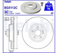 2x Disco freno ventilato BG5112C DELPHI per MERCEDES-BENZ CLA GLB GLA