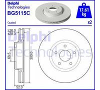 Dischi freno DELPHI BG5115C anteriore, ventilato, 2 Pezzo