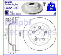 2x Disco freno ventilato BG5138C DELPHI per PORSCHE CAYENNE CAYENNE Coupe