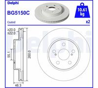 BG5150C Kit coppia dischi freno Delphi Anteriore per TOYOTA YARIS
