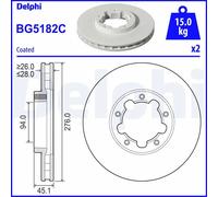 2x Disco freno ventilato BG5182C DELPHI per NISSAN CABSTAR NT400 CABSTAR