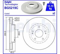 2x Disco freno ventilato BG5219C DELPHI per HYUNDAI KIA