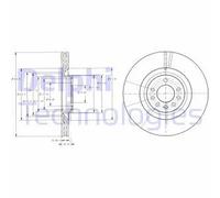 2x Disco freno ventilato BG9098 DELPHI per CADILLAC SAAB OPEL