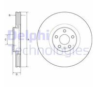 Disco freno DELPHI BG9231C anteriore, ventilato, altamente carbonizzato, 1 Pezzo