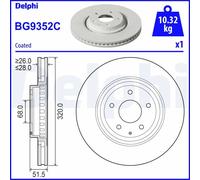 2x Disco freno ventilato BG9352C DELPHI per MAZDA 6 Tre volumi 6 Familiare CX-5