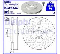 Disco freno DELPHI BG9383C anteriore, ventilato, fessura, altamente carbonizzato, 1 Pezzo