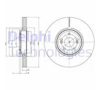 Disco freno DELPHI BG9687 anteriore, ventilato, 1 pezzo