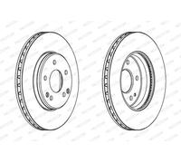 Dischi freno FERODO DDF1135C anteriore, ventilato, 2 Pezzo