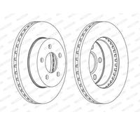 2x Disco freno ventilato DDF1184C FERODO per JEEP CHEROKEE