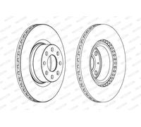 2x Disco freno ventilato DDF1298C FERODO per FIAT OPEL