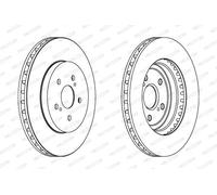 Dischi freno FERODO DDF1544C anteriore, ventilato, 2 Pezzo