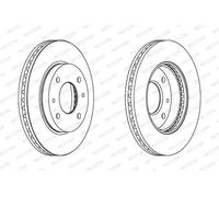 2x Disco freno ventilato DDF1577 FERODO per HYUNDAI LANTRA II SONATA IV COUPE I