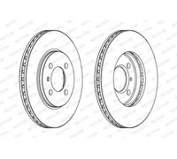 Dischi freno FERODO DDF182C anteriore, ventilato, 2 Pezzo