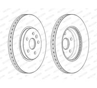 2x Disco freno ventilato DDF2385C FERODO per OPEL CHEVROLET
