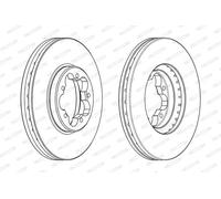 2x Disco freno ventilato DDF2469 FERODO per FORD TRANSIT V363 Autobus