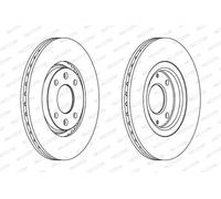 2x Disco freno ventilato DDF489 FERODO per CITROËN PEUGEOT