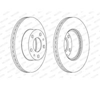 2x Disco freno ventilato DDF767 FERODO per PEUGEOT FIAT CITROËN
