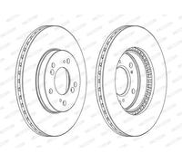 Ferodo Disco freno DDF829C anteriore ventilato per ACURA, HONDA 2 pezzi