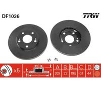 2x Disco freno ventilato DF1036 TRW per RENAULT SAFRANE I SAFRANE II