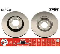 2x Disco freno ventilato DF1225 TRW per CITROËN PEUGEOT