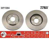 TRW Disco freno DF1594 anteriore ventilato 1 pezzo