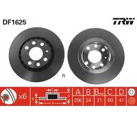 2x Disco freno ventilato DF1625 TRW per OPEL DAEWOO LOTUS