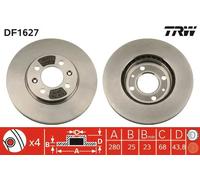 Disco freno TRW DF1627 anteriore, ventilato, 1 Pezzo