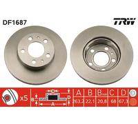 2x Disco freno ventilato DF1687 TRW per VOLVO 240 240 Kombi 260 Familiare 260