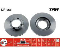 2x Disco freno ventilato DF1958 TRW per HYUNDAI ACCENT I ACCENT Tre volumi PONY