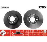 2x Disco freno ventilato DF2556 TRW per BMW 5 5 Touring 7