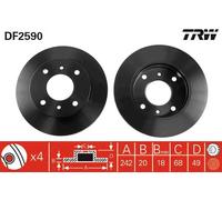 TRW Disco freno DF2590 - Ventilato Anteriore (Coppia) per Nissan Primera