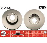 2x Disco freno ventilato DF2602S TRW per BMW ALPINA