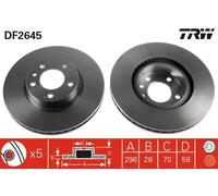 2x Disco freno ventilato DF2645 TRW per OPEL COMMODORE B SENATOR A OMEGA B