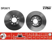 2x Disco freno ventilato DF2671 TRW per VOLVO 940 850 940 II 940 II Familiare