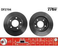 TRW Disco freno DF2704 anteriore ventilato altamente carbonizzato 1 pezzo