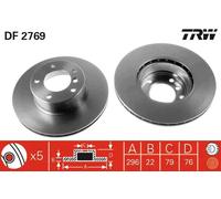 TRW Disco freno DF2769, anteriore, ventilato, altamente carbonizzato, 1 pezzo