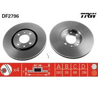 2x Disco freno ventilato DF2796 TRW per CITROËN PEUGEOT